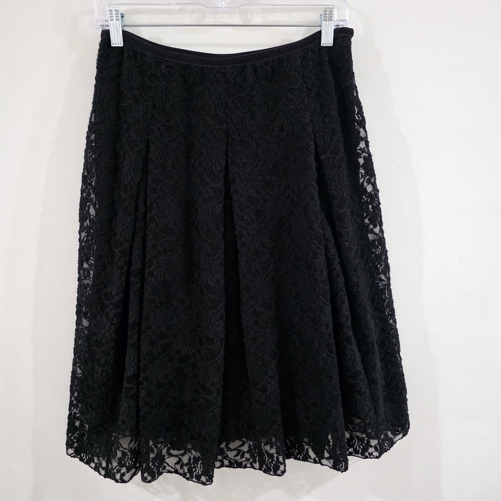 J Jill Womens Skirt Size 10 Petite Black Lace Flare Whimsigoth Fairy Grunge